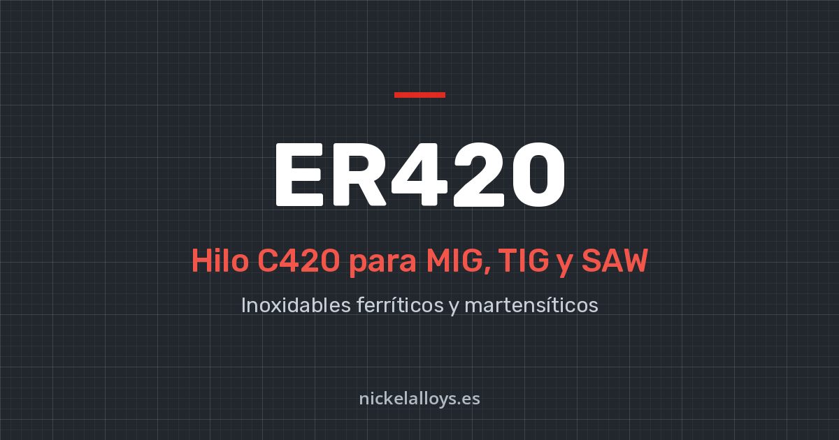ER420 (C420): hilo para MIG, TIG y SAW de Nickel Alloys